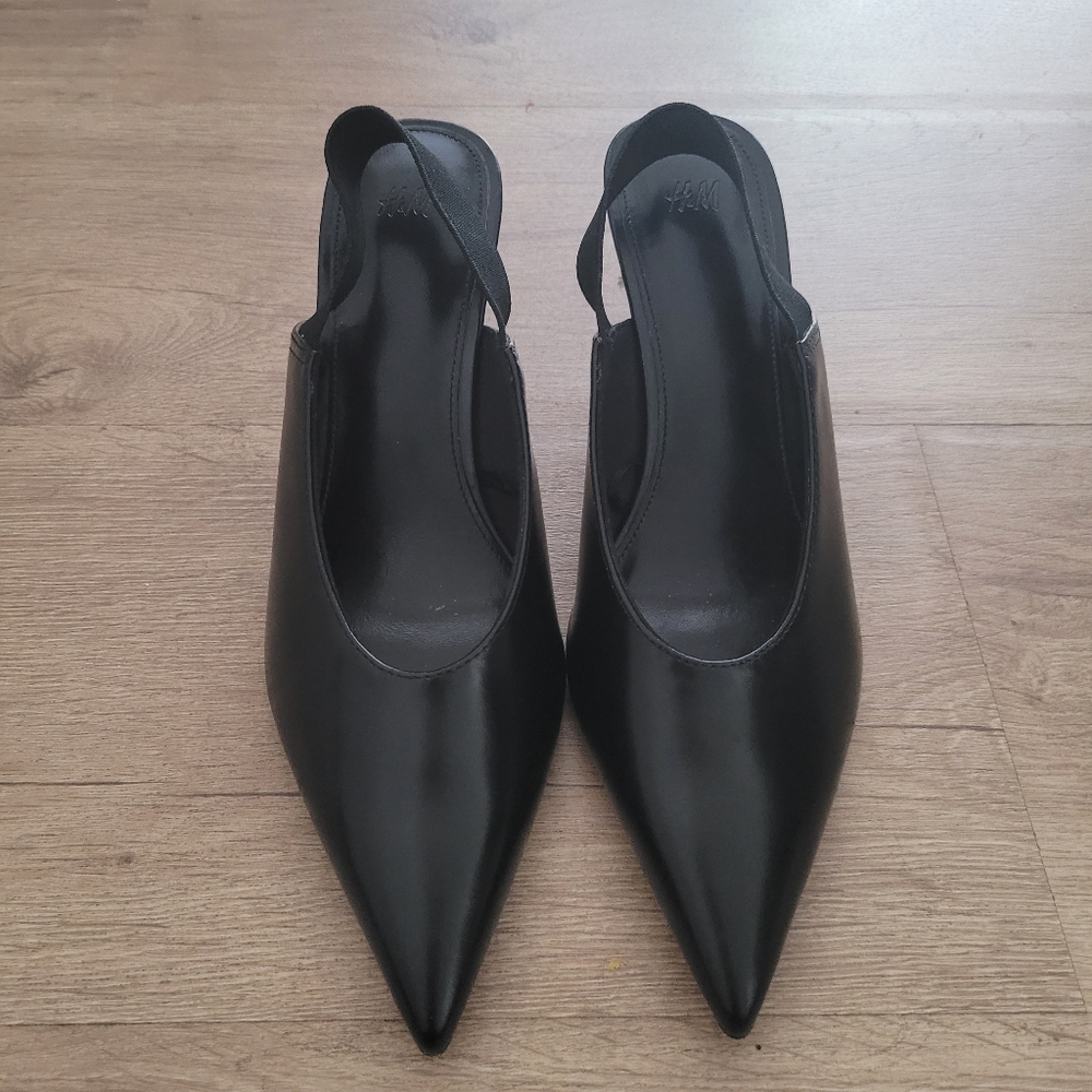 Black Slingback Kitten Heels H&M 7